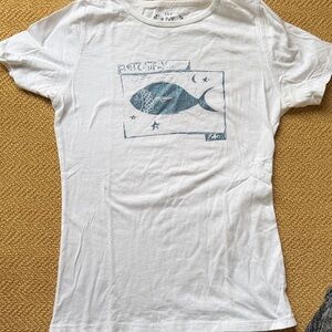 Blue Fish Graphic White T-Shirt